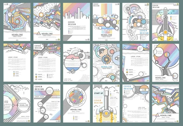 Duży Zestaw Formatu Kreatywne Szablony Prezentacji Okładka Kart Broszur Ulotek — Wektor stockowy