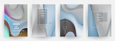 Grafik geometrik elementlerle kaplanmış şablonlar. Broşürler, posterler, kapaklar ve afişler için kullanılabilir. Vektör illüstrasyonları.