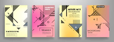 Kapak broşürü tasarımı, yıllık rapor, el ilanı, düz tasarım, renkli soyut arkaplan, vektör.