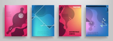 Kapak broşürü tasarımı, yıllık rapor, el ilanı, düz tasarım, renkli soyut arkaplan, vektör.