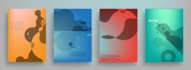 Kapak broşürü tasarımı, yıllık rapor, el ilanı, düz tasarım, renkli soyut arkaplan, vektör.