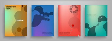 Kapak broşürü tasarımı, yıllık rapor, el ilanı, düz tasarım, renkli soyut arkaplan, vektör.