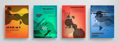 Renkli üçgen geometrik Broşür Broşürü Yıllık rapor şablonu tasarımı, kitap kapağı tasarımı