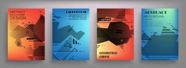 Renkli üçgen geometrik Broşür Broşürü Yıllık rapor şablonu tasarımı, kitap kapağı tasarımı