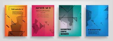 Renkli üçgen geometrik Broşür Broşürü Yıllık rapor şablonu tasarımı, kitap kapağı tasarımı