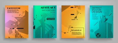 Renkli üçgen geometrik Broşür Broşürü Yıllık rapor şablonu tasarımı, kitap kapağı tasarımı