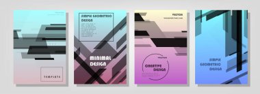 Broşür yaratıcı tasarım. Kapaklı, arka ve iç sayfalı çok amaçlı şablon. Moda minimalist düz geometrik tasarım. Dikey biçim a4.