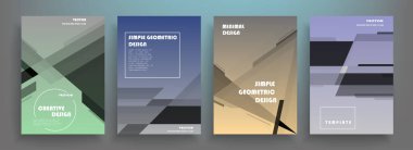 Broşür yaratıcı tasarım. Kapaklı, arka ve iç sayfalı çok amaçlı şablon. Moda minimalist düz geometrik tasarım. Dikey biçim a4.