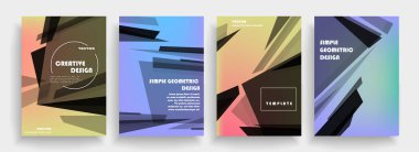 Broşür yaratıcı tasarım. Kapaklı, arka ve iç sayfalı çok amaçlı şablon. Moda minimalist düz geometrik tasarım. Dikey biçim a4.