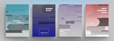 Broşür yaratıcı tasarım. Kapaklı, arka ve iç sayfalı çok amaçlı şablon. Moda minimalist düz geometrik tasarım. Dikey biçim a4.