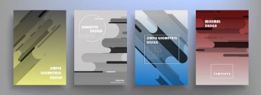 Broşür yaratıcı tasarım. Kapaklı, arka ve iç sayfalı çok amaçlı şablon. Moda minimalist düz geometrik tasarım. Dikey biçim a4.