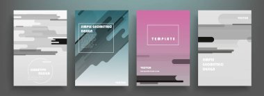 Broşür yaratıcı tasarım. Kapaklı, arka ve iç sayfalı çok amaçlı şablon. Moda minimalist düz geometrik tasarım. Dikey biçim a4.