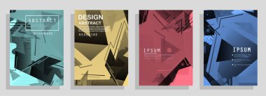 Broşür yaratıcı tasarım. Kapaklı, arka ve iç sayfalı çok amaçlı şablon. Moda minimalist düz geometrik tasarım. Dikey biçim a4.