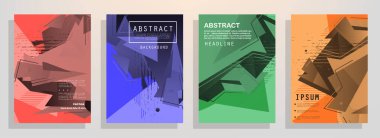Broşür yaratıcı tasarım. Kapaklı, arka ve iç sayfalı çok amaçlı şablon. Moda minimalist düz geometrik tasarım. Dikey biçim a4.