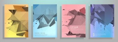 Broşür yaratıcı tasarım. Kapaklı, arka ve iç sayfalı çok amaçlı şablon. Moda minimalist düz geometrik tasarım. Dikey biçim a4.