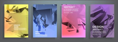 Broşür yaratıcı tasarım. Kapaklı, arka ve iç sayfalı çok amaçlı şablon. Moda minimalist düz geometrik tasarım. Dikey biçim a4.