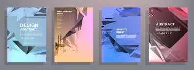 Broşür yaratıcı tasarım. Kapaklı, arka ve iç sayfalı çok amaçlı şablon. Moda minimalist düz geometrik tasarım. Dikey biçim a4.