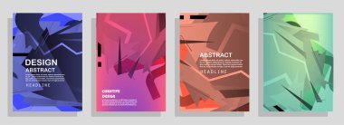 Broşür yaratıcı tasarım. Kapaklı, arka ve iç sayfalı çok amaçlı şablon. Moda minimalist düz geometrik tasarım. Dikey biçim a4.