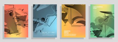 Broşür yaratıcı tasarım. Kapaklı, arka ve iç sayfalı çok amaçlı şablon. Moda minimalist düz geometrik tasarım. Dikey biçim a4.
