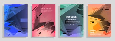 Broşür yaratıcı tasarım. Kapaklı, arka ve iç sayfalı çok amaçlı şablon. Moda minimalist düz geometrik tasarım. Dikey biçim a4.