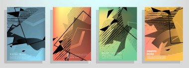 Broşür yaratıcı tasarım. Kapaklı, arka ve iç sayfalı çok amaçlı şablon. Moda minimalist düz geometrik tasarım. Dikey biçim a4.