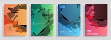 Broşür yaratıcı tasarım. Kapaklı, arka ve iç sayfalı çok amaçlı şablon. Moda minimalist düz geometrik tasarım. Dikey biçim a4.