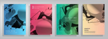 Broşür yaratıcı tasarım. Kapaklı, arka ve iç sayfalı çok amaçlı şablon. Moda minimalist düz geometrik tasarım. Dikey biçim a4.