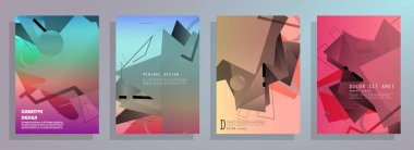 Broşür yaratıcı tasarım. Kapaklı, arka ve iç sayfalı çok amaçlı şablon. Moda minimalist düz geometrik tasarım. Dikey biçim a4.