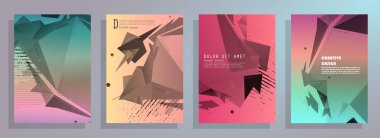 Broşür yaratıcı tasarım. Kapaklı, arka ve iç sayfalı çok amaçlı şablon. Moda minimalist düz geometrik tasarım. Dikey biçim a4.