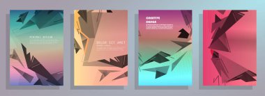 Broşür yaratıcı tasarım. Kapaklı, arka ve iç sayfalı çok amaçlı şablon. Moda minimalist düz geometrik tasarım. Dikey biçim a4.