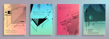 Broşür yaratıcı tasarım. Kapaklı, arka ve iç sayfalı çok amaçlı şablon. Moda minimalist düz geometrik tasarım. Dikey biçim a4.