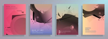 Broşür yaratıcı tasarım. Kapaklı, arka ve iç sayfalı çok amaçlı şablon. Moda minimalist düz geometrik tasarım. Dikey biçim a4.