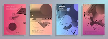 Broşür yaratıcı tasarım. Kapaklı, arka ve iç sayfalı çok amaçlı şablon. Moda minimalist düz geometrik tasarım. Dikey biçim a4.