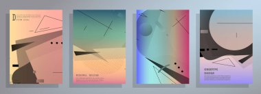 Broşür yaratıcı tasarım. Kapaklı, arka ve iç sayfalı çok amaçlı şablon. Moda minimalist düz geometrik tasarım. Dikey biçim a4.