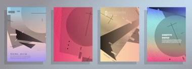Broşür yaratıcı tasarım. Kapaklı, arka ve iç sayfalı çok amaçlı şablon. Moda minimalist düz geometrik tasarım. Dikey biçim a4.