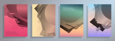 Broşür yaratıcı tasarım. Kapaklı, arka ve iç sayfalı çok amaçlı şablon. Moda minimalist düz geometrik tasarım. Dikey biçim a4.