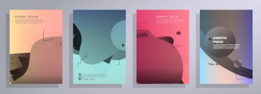 Broşür yaratıcı tasarım. Kapaklı, arka ve iç sayfalı çok amaçlı şablon. Moda minimalist düz geometrik tasarım. Dikey biçim a4.