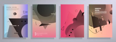 Broşür yaratıcı tasarım. Kapaklı, arka ve iç sayfalı çok amaçlı şablon. Moda minimalist düz geometrik tasarım. Dikey biçim a4.