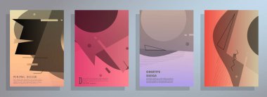 Broşür yaratıcı tasarım. Kapaklı, arka ve iç sayfalı çok amaçlı şablon. Moda minimalist düz geometrik tasarım. Dikey biçim a4.