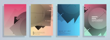 Broşür yaratıcı tasarım. Kapaklı, arka ve iç sayfalı çok amaçlı şablon. Moda minimalist düz geometrik tasarım. Dikey biçim a4.