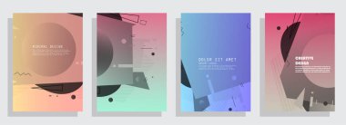 Broşür yaratıcı tasarım. Kapaklı, arka ve iç sayfalı çok amaçlı şablon. Moda minimalist düz geometrik tasarım. Dikey biçim a4.