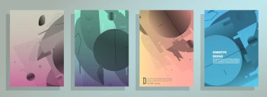 Broşür yaratıcı tasarım. Kapaklı, arka ve iç sayfalı çok amaçlı şablon. Moda minimalist düz geometrik tasarım. Dikey biçim a4.