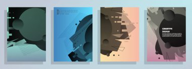 Broşür yaratıcı tasarım. Kapaklı, arka ve iç sayfalı çok amaçlı şablon. Moda minimalist düz geometrik tasarım. Dikey biçim a4.