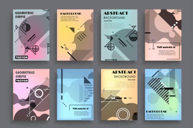 Broşür yaratıcı tasarım. Kapaklı, arka ve iç sayfalı çok amaçlı şablon. Moda minimalist düz geometrik tasarım. Dikey biçim a4.