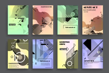 Broşür yaratıcı tasarım. Kapaklı, arka ve iç sayfalı çok amaçlı şablon. Moda minimalist düz geometrik tasarım. Dikey biçim a4.