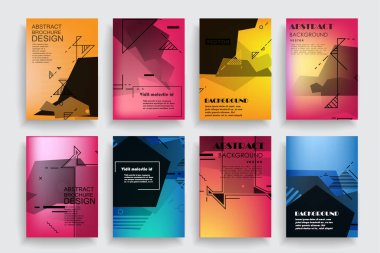 Broşür yaratıcı tasarım. Kapaklı, arka ve iç sayfalı çok amaçlı şablon. Moda minimalist düz geometrik tasarım. Dikey biçim a4.