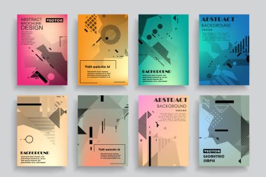 Broşür yaratıcı tasarım. Kapaklı, arka ve iç sayfalı çok amaçlı şablon. Moda minimalist düz geometrik tasarım. Dikey biçim a4.