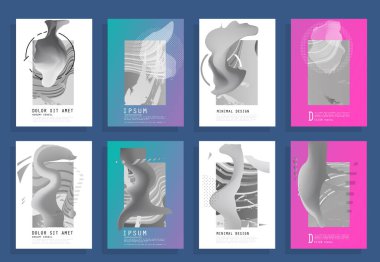 Broşür yaratıcı tasarım. Kapaklı, arka ve iç sayfalı çok amaçlı şablon. Moda minimalist düz geometrik tasarım. Dikey biçim a4.