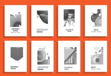 Broşür yaratıcı tasarım. Kapaklı, arka ve iç sayfalı çok amaçlı şablon. Moda minimalist düz geometrik tasarım. Dikey biçim a4.