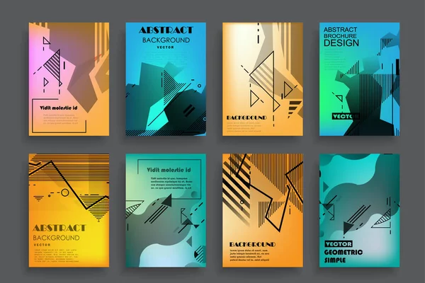 Broşür yaratıcı tasarım. Kapaklı, arka ve iç sayfalı çok amaçlı şablon. Moda minimalist düz geometrik tasarım. Dikey biçim a4.